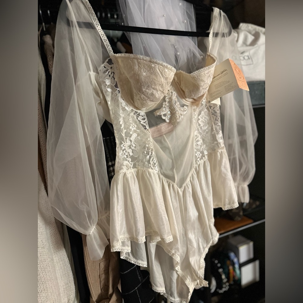 Cream Chemise with Lace and Corset Details